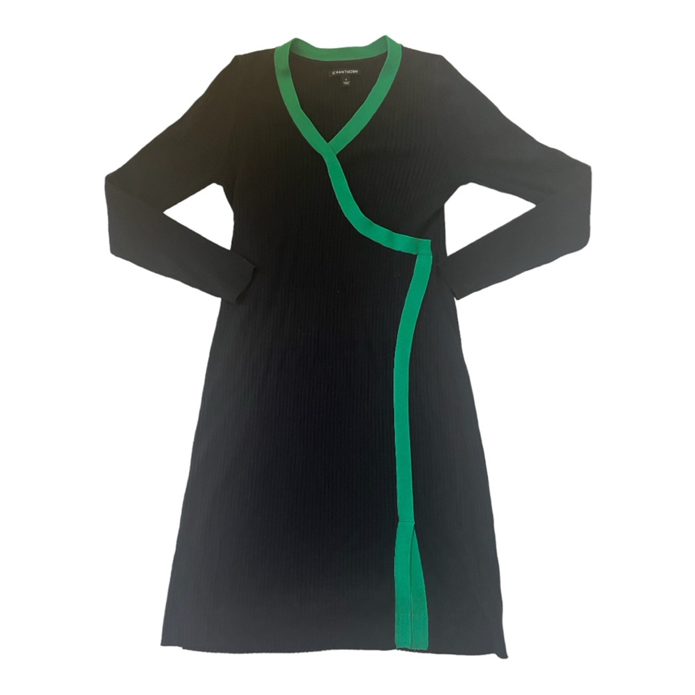 Black and Green Midi Sweater Dress